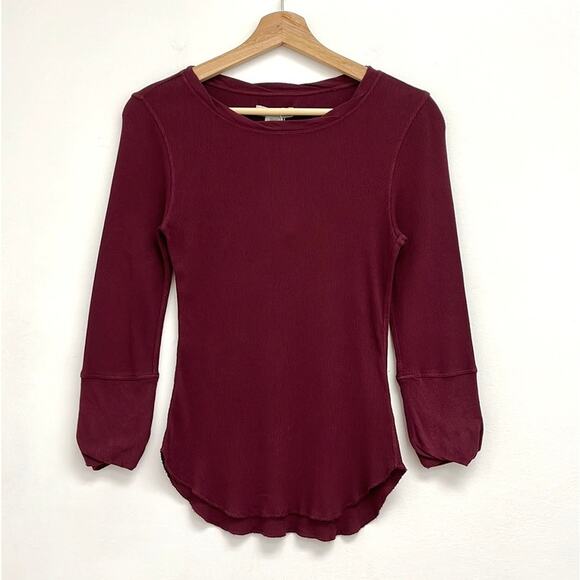 Outerknown Tops - Outerknown Crescent Rib Tee Organic Cotton 3/4 Sleeve Outdoors Hiking Plum - XS